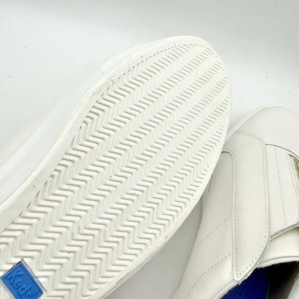 Keds Womens Pursuit Low Sneakers US 14.5 Wide White Gold Metallic Leather EUC